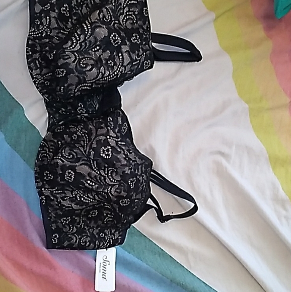 NWOT 38G Soma Enticing Lift Unlined Balconette Lace and Tan Nude Bra - Picture 4 of 11